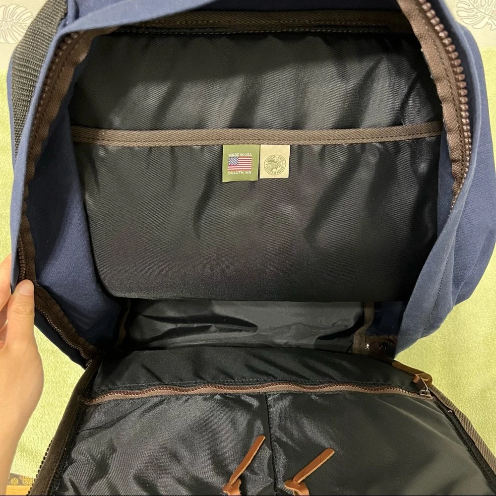 Rare Classic Navy Canvas Duffel Backpack with Real Leather Straps.